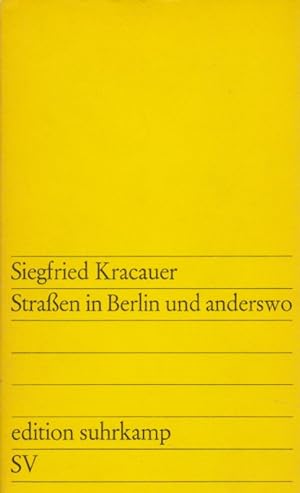Imagen del vendedor de Straen in Berlin und anderswo. edition suhrkamp. a la venta por Fundus-Online GbR Borkert Schwarz Zerfa