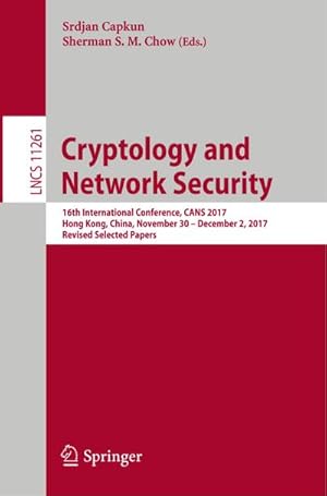 Bild des Verkufers fr Cryptology and Network Security zum Verkauf von BuchWeltWeit Ludwig Meier e.K.