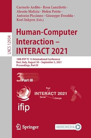 Image du vendeur pour Human-Computer Interaction � INTERACT 2021 mis en vente par BuchWeltWeit Ludwig Meier e.K.