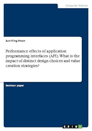 Seller image for Performance effects of application programming interfaces (API). What is the impact of distinct design choices and value creation strategies? for sale by BuchWeltWeit Ludwig Meier e.K.