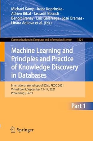 Bild des Verkufers fr Machine Learning and Principles and Practice of Knowledge Discovery in Databases zum Verkauf von BuchWeltWeit Ludwig Meier e.K.