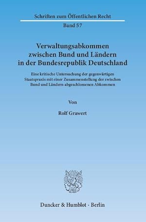 Seller image for Verwaltungsabkommen zwischen Bund und Lndern in der Bundesrepublik Deutschland. for sale by BuchWeltWeit Ludwig Meier e.K.