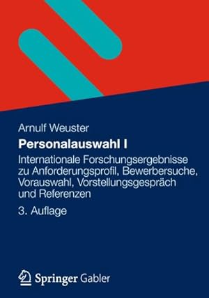 Bild des Verkufers fr Personalauswahl I zum Verkauf von BuchWeltWeit Ludwig Meier e.K.