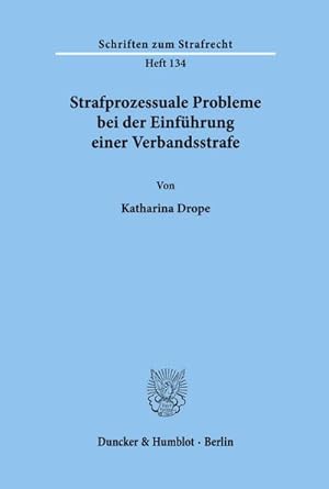 Seller image for Strafprozessuale Probleme bei der Einfhrung einer Verbandsstrafe. for sale by BuchWeltWeit Ludwig Meier e.K.