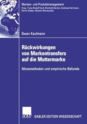 Immagine del venditore per Rckwirkungen von Markentransfers auf die Muttermarke venduto da BuchWeltWeit Ludwig Meier e.K.