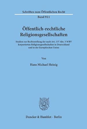 Immagine del venditore per ffentlich-rechtliche Religionsgesellschaften. venduto da BuchWeltWeit Ludwig Meier e.K.