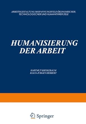 Imagen del vendedor de Humanisierung der Arbeit a la venta por BuchWeltWeit Ludwig Meier e.K.