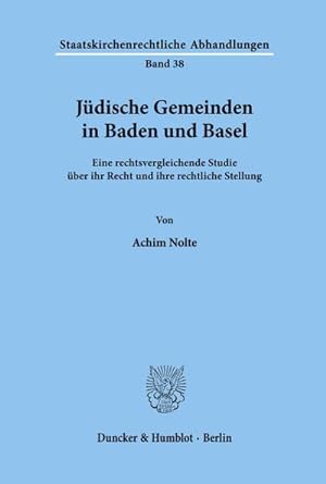 Bild des Verkufers fr Jdische Gemeinden in Baden und Basel. zum Verkauf von BuchWeltWeit Ludwig Meier e.K.