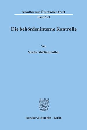 Seller image for Die behrdeninterne Kontrolle. for sale by BuchWeltWeit Ludwig Meier e.K.
