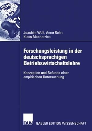 Image du vendeur pour Forschungsleistung in der deutschsprachigen Betriebswirtschaftslehre mis en vente par BuchWeltWeit Ludwig Meier e.K.