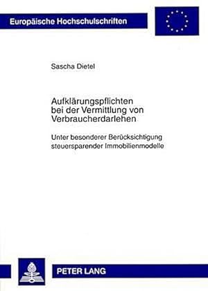Bild des Verkufers fr Aufklrungspflichten bei der Vermittlung von Verbraucherdarlehen zum Verkauf von BuchWeltWeit Ludwig Meier e.K.