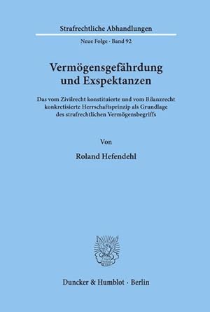 Imagen del vendedor de Vermgensgefhrdung und Exspektanzen. a la venta por BuchWeltWeit Ludwig Meier e.K.