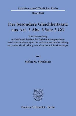 Seller image for Der besondere Gleichheitssatz aus Art. 3 Abs. 3 Satz 2 GG. for sale by BuchWeltWeit Ludwig Meier e.K.