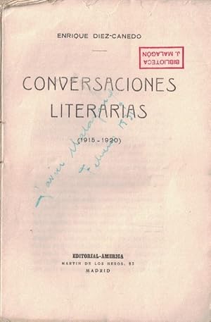 Imagen del vendedor de CONVERSACIONES LITERARIAS. (1915-1920) a la venta por Librera Torren de Rueda