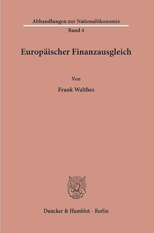 Immagine del venditore per Europischer Finanzausgleich. venduto da BuchWeltWeit Ludwig Meier e.K.