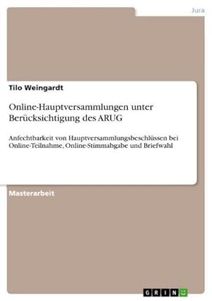 Seller image for Online-Hauptversammlungen unter Bercksichtigung des ARUG for sale by BuchWeltWeit Ludwig Meier e.K.