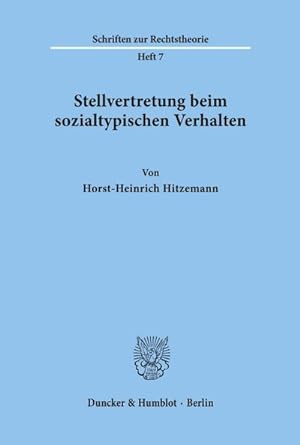 Image du vendeur pour Stellvertretung beim sozialtypischen Verhalten. mis en vente par BuchWeltWeit Ludwig Meier e.K.