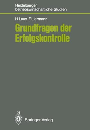 Image du vendeur pour Grundfragen der Erfolgskontrolle mis en vente par BuchWeltWeit Ludwig Meier e.K.