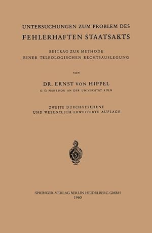 Bild des Verkufers fr Untersuchungen zum Problem des fehlerhaften Staatsakts zum Verkauf von BuchWeltWeit Ludwig Meier e.K.