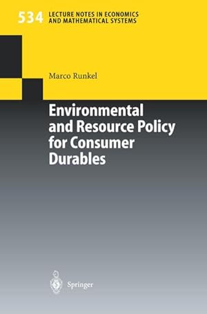 Imagen del vendedor de Environmental and Resource Policy for Consumer Durables a la venta por BuchWeltWeit Ludwig Meier e.K.