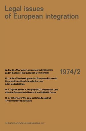 Bild des Verkufers fr Legal Issues of European Integration zum Verkauf von BuchWeltWeit Ludwig Meier e.K.