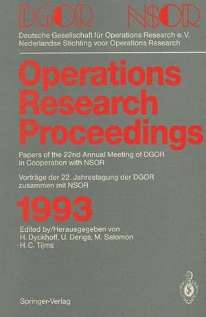 Bild des Verkufers fr Operations Research Proceedings 1993 zum Verkauf von BuchWeltWeit Ludwig Meier e.K.