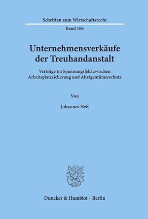 Seller image for Unternehmensverkufe der Treuhandanstalt. for sale by BuchWeltWeit Ludwig Meier e.K.