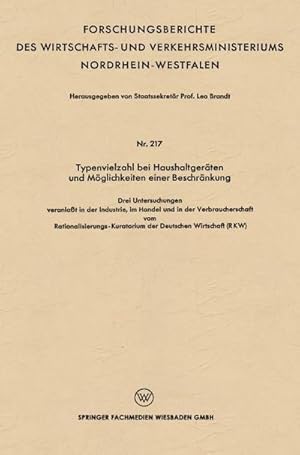 Seller image for Typenvielzahl bei Haushaltger�ten und M�glichkeiten einer Beschr�nkung for sale by BuchWeltWeit Ludwig Meier e.K.