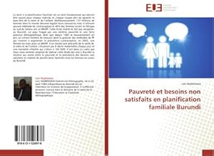 Image du vendeur pour Pauvret et besoins non satisfaits en planification familiale Burundi mis en vente par BuchWeltWeit Ludwig Meier e.K.