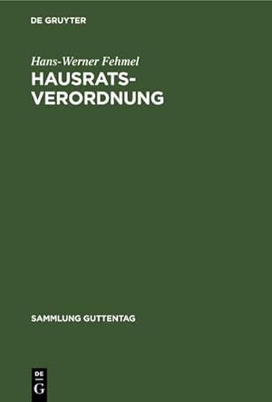 Immagine del venditore per Hausratsverordnung venduto da BuchWeltWeit Ludwig Meier e.K.