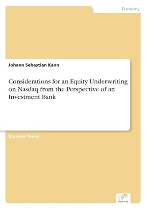 Seller image for Considerations for an Equity Underwriting on Nasdaq from the Perspective of an Investment Bank for sale by BuchWeltWeit Ludwig Meier e.K.
