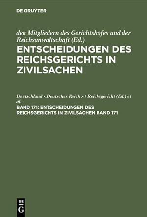 Image du vendeur pour Entscheidungen des Reichsgerichts in Zivilsachen. Band 171 mis en vente par BuchWeltWeit Ludwig Meier e.K.