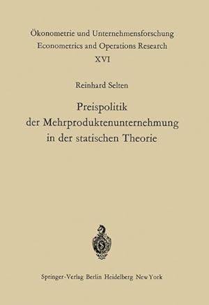 Image du vendeur pour Preispolitik der Mehrproduktenunternehmung in der statischen Theorie mis en vente par BuchWeltWeit Ludwig Meier e.K.