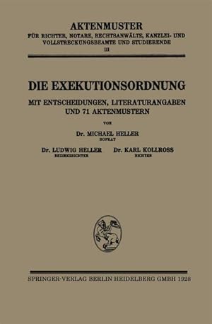 Image du vendeur pour Die Exekutionsordnung mis en vente par BuchWeltWeit Ludwig Meier e.K.