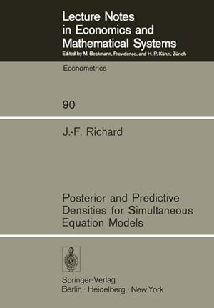 Bild des Verkufers fr Posterior and Predictive Densities for Simultaneous Equation Models zum Verkauf von BuchWeltWeit Ludwig Meier e.K.