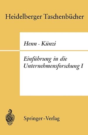 Bild des Verkufers fr Einfhrung in die Unternehmensforschung I zum Verkauf von BuchWeltWeit Ludwig Meier e.K.