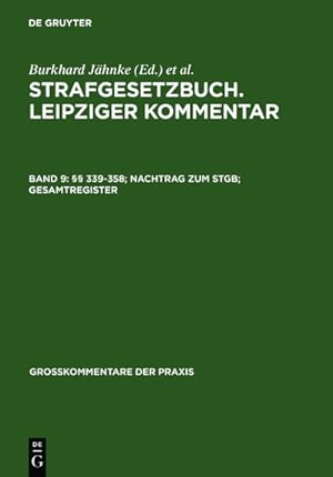 Image du vendeur pour 339-358; Nachtrag zum StGB; Gesamtregister mis en vente par BuchWeltWeit Ludwig Meier e.K.