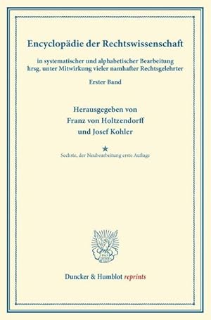 Image du vendeur pour Encyklopdie der Rechtswissenschaft mis en vente par BuchWeltWeit Ludwig Meier e.K.