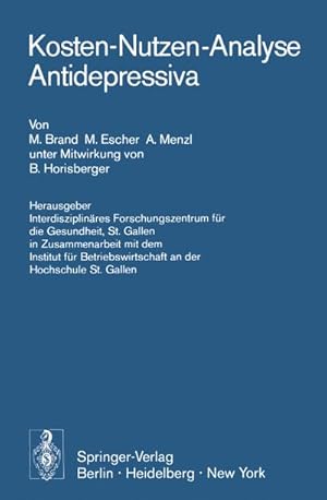 Immagine del venditore per Kosten-Nutzen-Analyse Antidepressiva venduto da BuchWeltWeit Ludwig Meier e.K.