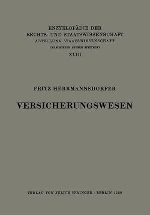 Image du vendeur pour Versicherungswesen mis en vente par BuchWeltWeit Ludwig Meier e.K.