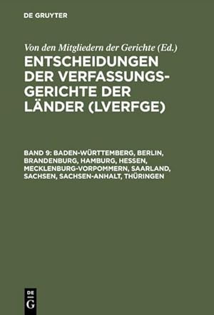 Immagine del venditore per Baden-Wrttemberg, Berlin, Brandenburg, Hamburg, Hessen, Mecklenburg-Vorpommern, Saarland, Sachsen, Sachsen-Anhalt, Thringen venduto da BuchWeltWeit Ludwig Meier e.K.