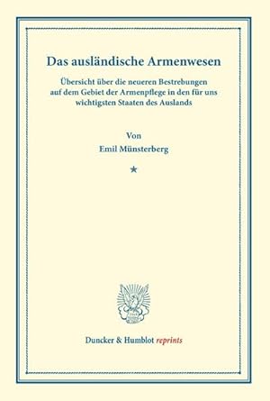 Imagen del vendedor de Das auslndische Armenwesen. a la venta por BuchWeltWeit Ludwig Meier e.K.