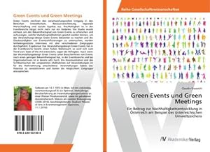 Imagen del vendedor de Green Events und Green Meetings a la venta por BuchWeltWeit Ludwig Meier e.K.
