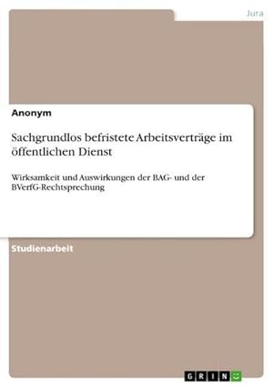 Immagine del venditore per Sachgrundlos befristete Arbeitsvertrge im ffentlichen Dienst venduto da BuchWeltWeit Ludwig Meier e.K.
