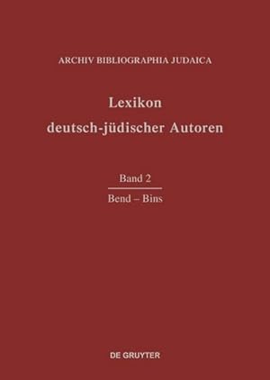 Bild des Verkufers fr Lexikon deutsch-jdischer Autoren Bend - Bins zum Verkauf von BuchWeltWeit Ludwig Meier e.K.