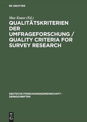 Image du vendeur pour Qualittskriterien der Umfrageforschung / Quality Criteria for Survey Research mis en vente par BuchWeltWeit Ludwig Meier e.K.