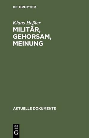 Immagine del venditore per Militr, Gehorsam, Meinung venduto da BuchWeltWeit Ludwig Meier e.K.