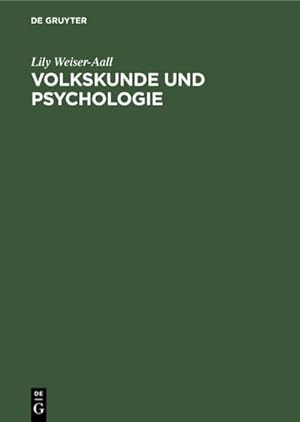Seller image for Volkskunde und Psychologie for sale by BuchWeltWeit Ludwig Meier e.K.