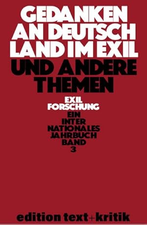 Seller image for Gedanken an Deutschland im Exil und andere Themen for sale by BuchWeltWeit Ludwig Meier e.K.