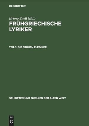 Imagen del vendedor de Die frhen Elegiker a la venta por BuchWeltWeit Ludwig Meier e.K.